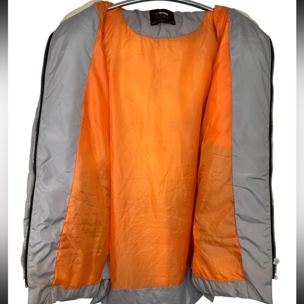 Cl Sono Light Gray Hooded Puffer Jacket with Fur Lined Hood - Picture 6 of 13